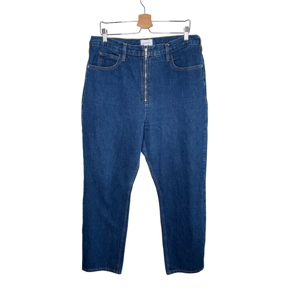 FRAME Womens Le High and Tight Straight-Leg Blue Denim Jeans Size 34